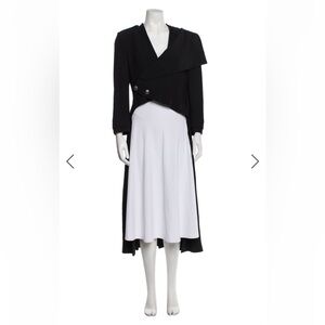 ALEXANDER McQUEEN Black Asymmetrical Tuxedo Dress Coat Tailcoat Military 10 M/L